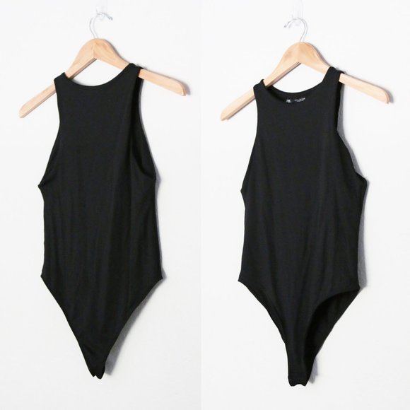 Zara Halter Bodysuit Top M High Neck Snap Buttons Sleeveless Black Blogger's Fav - Picture 16 of 16